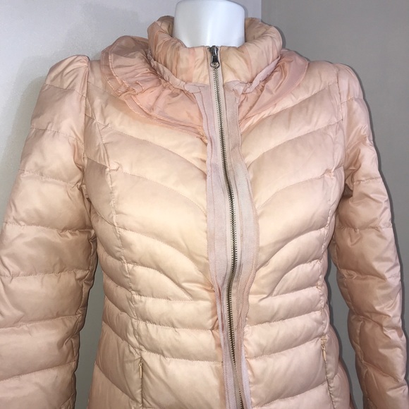 Baby Peach Pink Bubble Long Ruffled Winter Jacket - Picture 2 of 16